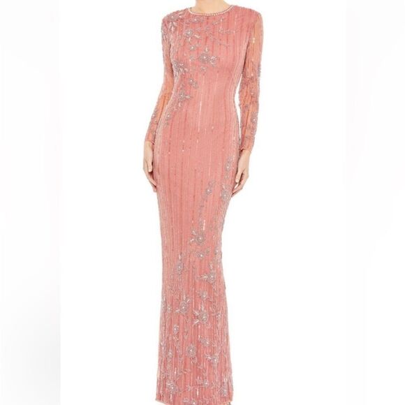 Mac Duggal embellished high neck illusion long sleeve gown 11136 NWT 12 - Picture 2 of 12